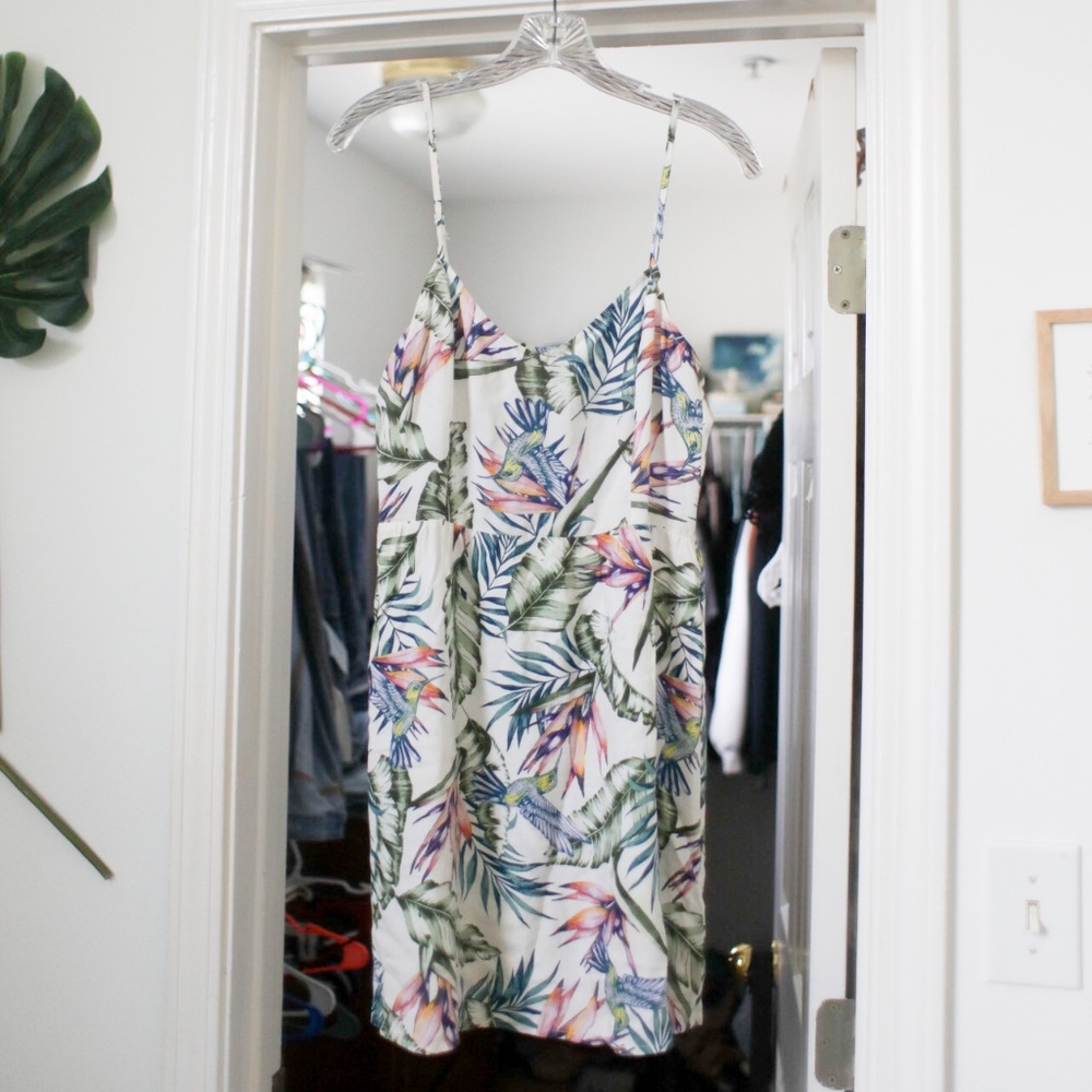 H&M tropical white dress